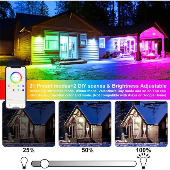 LED Flood Light Outdoor 800W Equivalent 8000LM, Smart RGB Color Changing  4 Pack - Picture 4 of 6